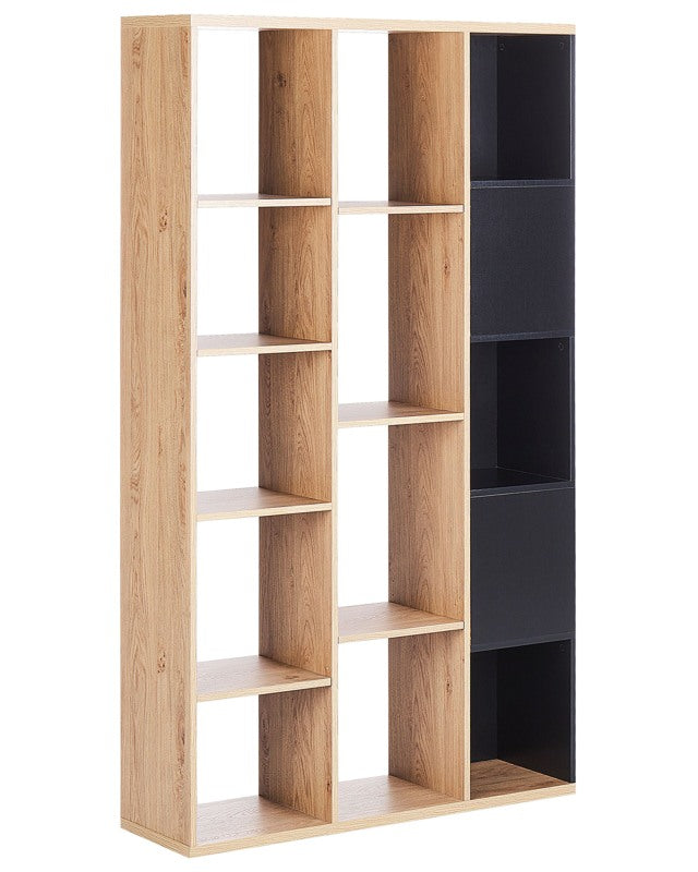 5-Tier Bookcase Particle Board Black with Light Wood 99 x 26 x 175 cm Shelving Unit Storage Display Unit Cabinet Living Room Bedroom Modern Minimalist Beliani