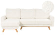 Right Corner Sofa White Boucle Upholstered with Sleeper Function Pull Out Cushioned Back Wooden Legs Beliani