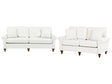 2 + 3 Seater White Scrolled Arms Sofa Set Throw Pillows Living Room Traditional Modern Beliani