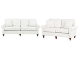 2 + 3 Seater White Scrolled Arms Sofa Set Throw Pillows Living Room Traditional Modern Beliani