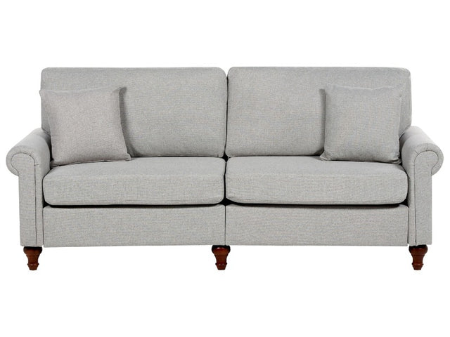 3 Seater Sofa Light Grey Fabric Chesterfield Style Low Back Beliani