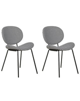 Set of 2 Dining Chairs Black and White Fabric Houndstooth Leg Caps Black Iron Legs Contemporary Retro Design Dining Room Seating Beliani