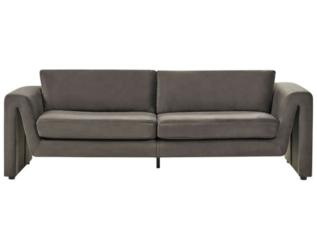 3 Seater Sofa Graphite Grey Velvet Upholstered Accent Armrests Cushioned Backrest Beliani