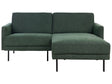 Left Hand Corner Sofa Polyester Dark Green 192 x 155 Couch 2-Seater Upholstered Metal Legs Woven Fabric Cushioned Back Minimalist Modern Beliani