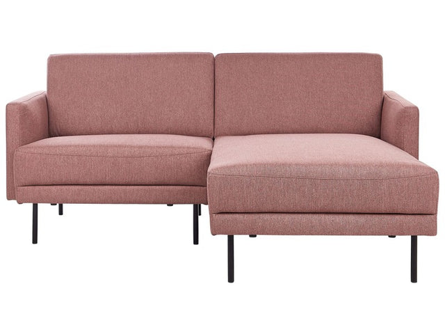 Left Hand Corner Sofa Polyester Pink Brown 192 x 155 Couch 2-Seater Upholstered Metal Legs Woven Fabric Cushioned Back Minimalist Modern Beliani