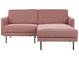 Left Hand Corner Sofa Polyester Pink Couch 2-Seater Upholstered Metal Legs Woven Fabric Cushioned Back Minimalist Modern Beliani