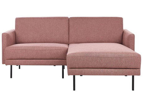 Left Hand Corner Sofa Polyester Pink Couch 2-Seater Upholstered Metal Legs Woven Fabric Cushioned Back Minimalist Modern Beliani