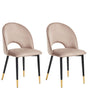 Set of 2 Dining Chairs Taupe Beige Velvet Upholstery Black Legs Retro Glamour Beliani