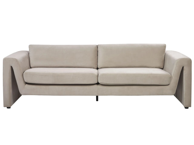 3-seters sofa Taupe flyel med polstrede aksenter Armlener Polstret ryggsttte  Beliani