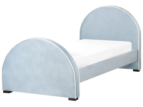 Bed Blue Velvet Upholstered Frame Headrest 3ft EU Single Size Bedroom Kids Room Modern Traditional Beliani