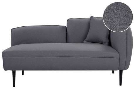 Chaise Lounge Dark Grey Boucle Fabric Metal Legs Right Hand with Cushion Modern Design Beliani