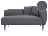Chaise Lounge Dark Grey Boucle Fabric Metal Legs Right Hand with Cushion Modern Design Beliani