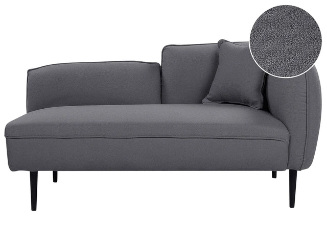 Chaise Lounge Dark Grey Boucle Fabric Metal Legs Right Hand with Cushion Modern Design Beliani