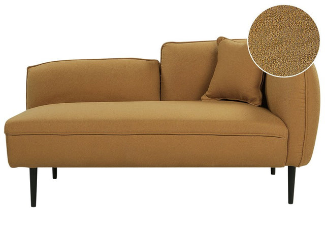 Chaise Lounge Mustard Yellow Boucle Fabric Metal Legs Right Hand with Cushion Modern Design Beliani