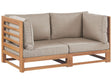 Garden Sofa Taupe Light Acacia Certified Wood Outdoor 2 Seater with Cushions Modern Design Beliani