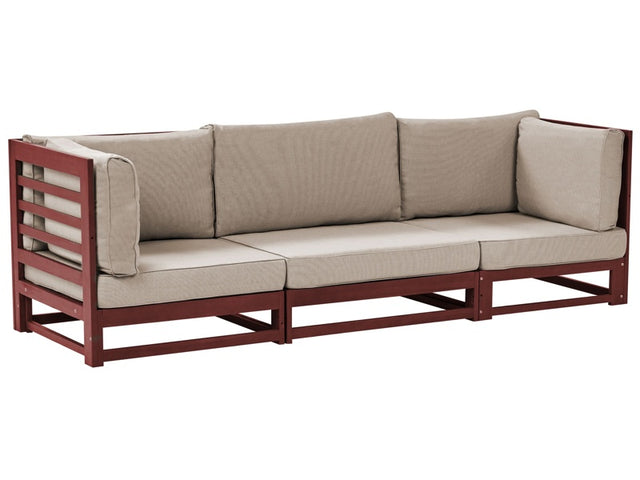 Garden Sofa Mahogany Brown Acacia Wood Outdoor 3 Seater Bench with Cushions Modern Design Beliani