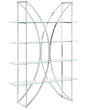 4 Tier Bookcase Metal Silver with Glass Shelves Glamour Style Storage Solution Beliani