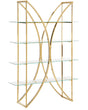 4 Tier Bookcase Metal Gold with Glass Shelves Glamour Style Storage Solution Beliani
