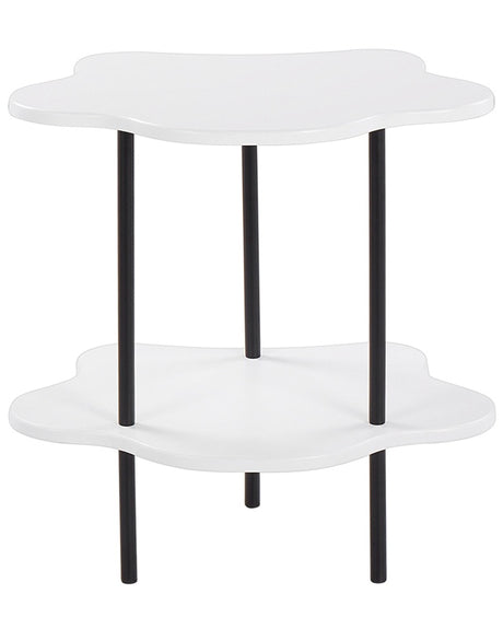 Side Tables Round Table Top White Metal Frame Black 48 x 33 cm Modern Beliani