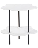 Side Tables Round Table Top White Metal Frame Black 48 x 33 cm Modern Beliani