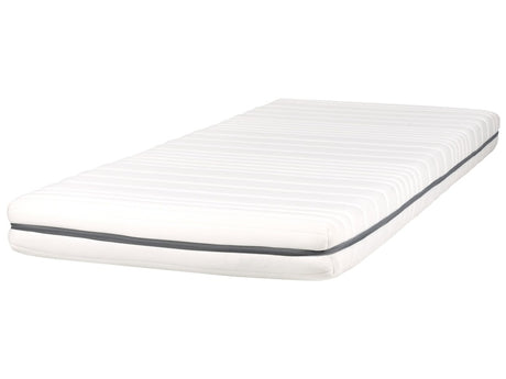 Foam Mattress White 90 x 200 cm Polyester Fabric Removable Cover with Zipper EU Single Size Medium Firm H2 Beliani