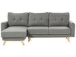 Right Corner Sofa Grey Fabric Upholstered with Sleeper Function Pull Out Cushioned Back Wooden Legs Beliani