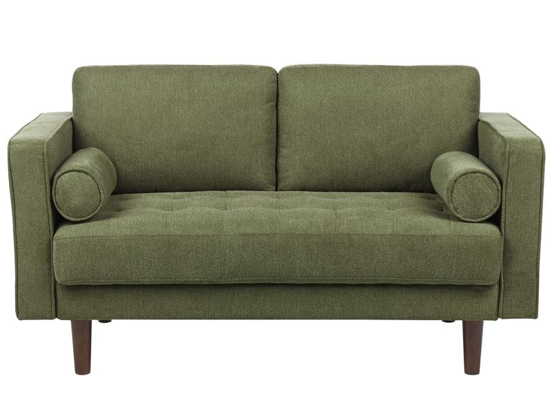 Sofa Green Fabric Upholstered 2 Seater Cushioned Thickly Padded Backrest Classic Retro Design Living Room Beliani