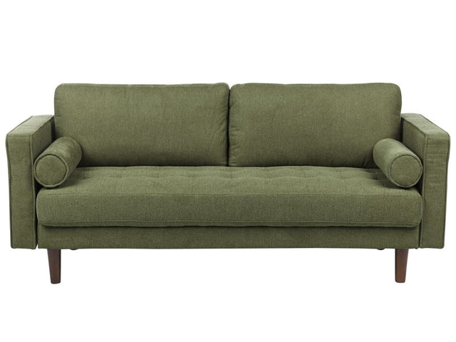 Sofa Green Fabric Upholstered 3 Seater Cushioned Thickly Padded Backrest Classic Retro Design Living Room Beliani