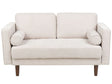 Sofa Beige Fabric Upholstered 2 Seater Cushioned Thickly Padded Backrest Classic Retro Design Living Room Beliani