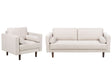 Sofa Set Beige Fabric Upholstered 3 Seater with Armchair Cushioned Thickly Padded Backrest Classic Retro Design Living Room Beliani