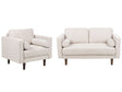 Sofa Set Beige Fabric Upholstered 2 Seater with Armchair Cushioned Thickly Padded Backrest Classic Retro Design Living Room Beliani