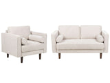 Sofa Set Beige Fabric Upholstered 2 Seater with Armchair Cushioned Thickly Padded Backrest Classic Retro Design Living Room Beliani