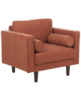 Armchair Golden Brown Upholstered Cushioned Thickly Padded Backrest Classic Retro Design Living Room Beliani