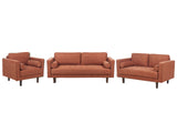 Sofa Set Golden Brown Fabric Upholstered 2+3 Seater with Armchair Cushioned Thickly Padded Backrest Classic Retro Design Living Room Beliani