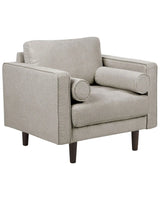Armchair Taupe Upholstered Cushioned Thickly Padded Backrest Classic Retro Design Living Room Beliani