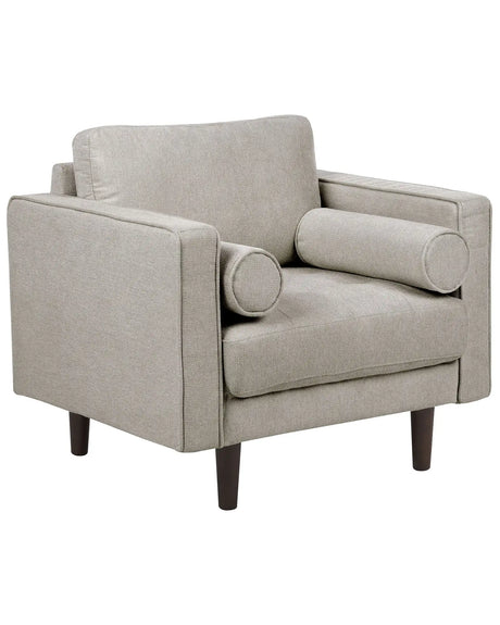 Armchair Taupe Upholstered Cushioned Thickly Padded Backrest Classic Retro Design Living Room Beliani
