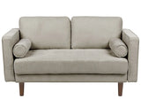 Sofa Taupe Fabric Upholstered 2 Seater Cushioned Thickly Padded Backrest Classic Retro Design Living Room Beliani