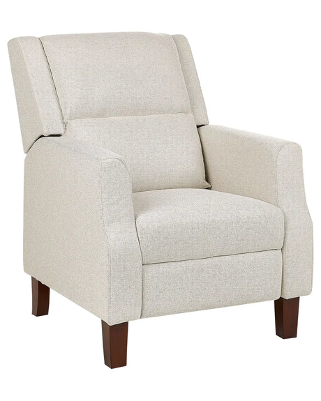 Recliner Chair Cream Beige Fabric Upholstery Push-Back Manually Adjustable Back and Footrest Retro Design Armchair Beliani