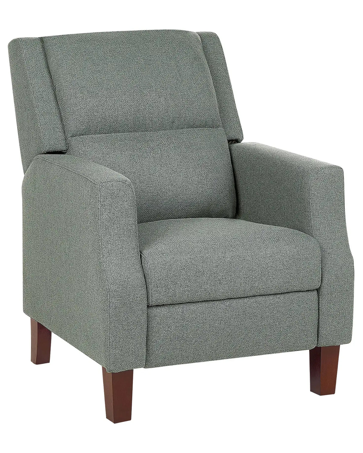 Recliner Chair Green Fabric Upholstery Push-Back Manually Adjustable Back and Footrest Retro Design Armchair Beliani