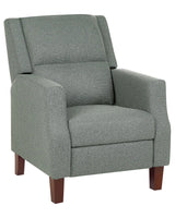 Recliner Chair Green Fabric Upholstery Push-Back Manually Adjustable Back and Footrest Retro Design Armchair Beliani