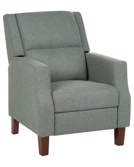 Recliner Chair Green Fabric Upholstery Push-Back Manually Adjustable Back and Footrest Retro Design Armchair Beliani