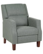 Recliner Chair Green Fabric Upholstery Push-Back Manually Adjustable Back and Footrest Retro Design Armchair Beliani