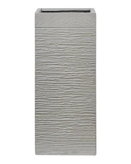 Garden Tall Clay Flower Plant Pot 26x26x60 cm UV Resistant Light Grey Beliani