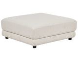 Ottoman Footstool Off-White Polyester Fabric Upholstered Square Minimalist Modern Sofa Element Beliani