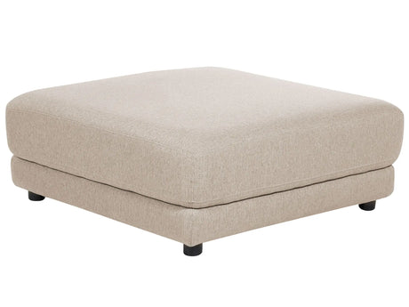Ottoman Footstool Beige Polyester Fabric Upholstered Square Minimalist Modern Sofa Element Beliani
