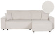 Left Corner Sofa Off-White Fabric Cord Upholstered with Sleeper Function Pull Out Cushioned Back Beliani