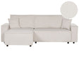 Right Corner Sofa Off-White Fabric Cord Upholstered with Sleeper Function Pull Out Cushioned Back Beliani