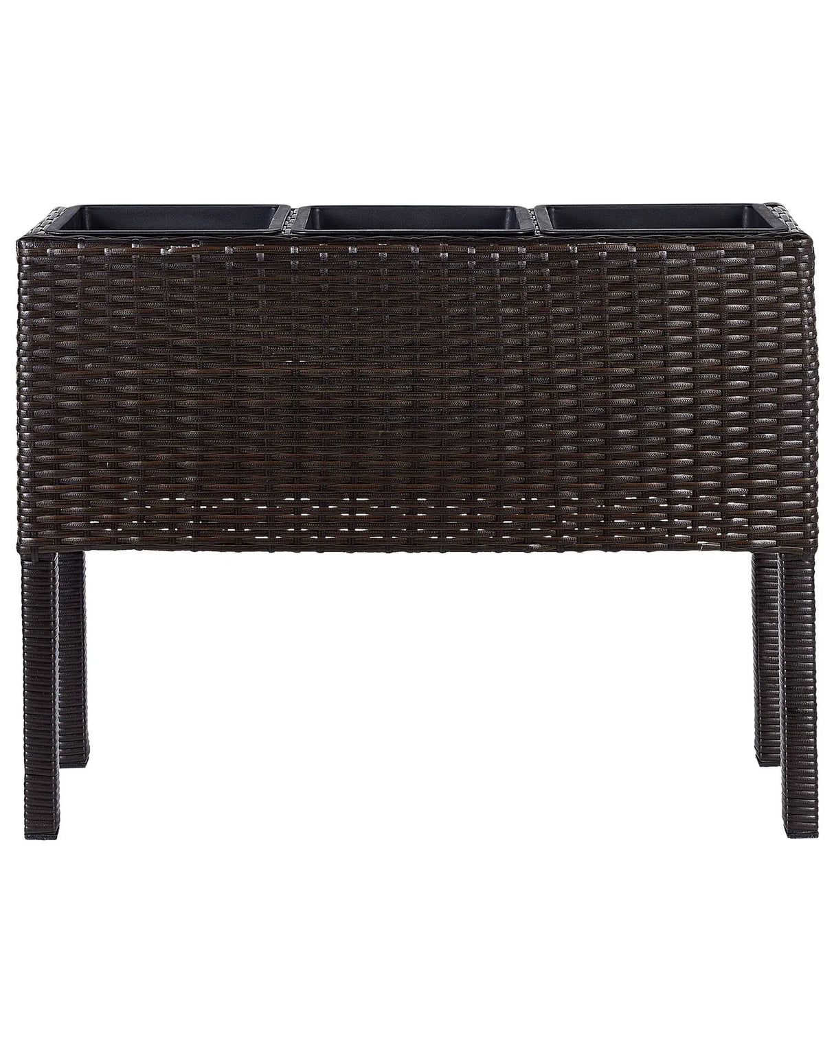 Raised Planter Box Brown PE Rattan Round Indoor Outdoor Garden Bed with 3 Inserts Beliani