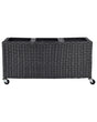 Wheeled Plant Pot Black PE Rattan Indoor Outdoor Garden Bed with 3 Inserts Beliani