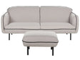 3 Seater Sofa with Ottoman Light Grey Fabric Soft Nubby Metal Legs Black Decorative Edging Retro Glam Art Decor Style Beliani